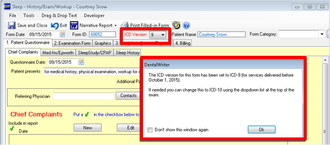 DentalWriter ICD 10 Visit