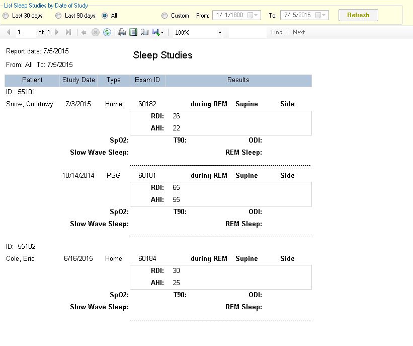 DentalWriter Sleep Studies Report