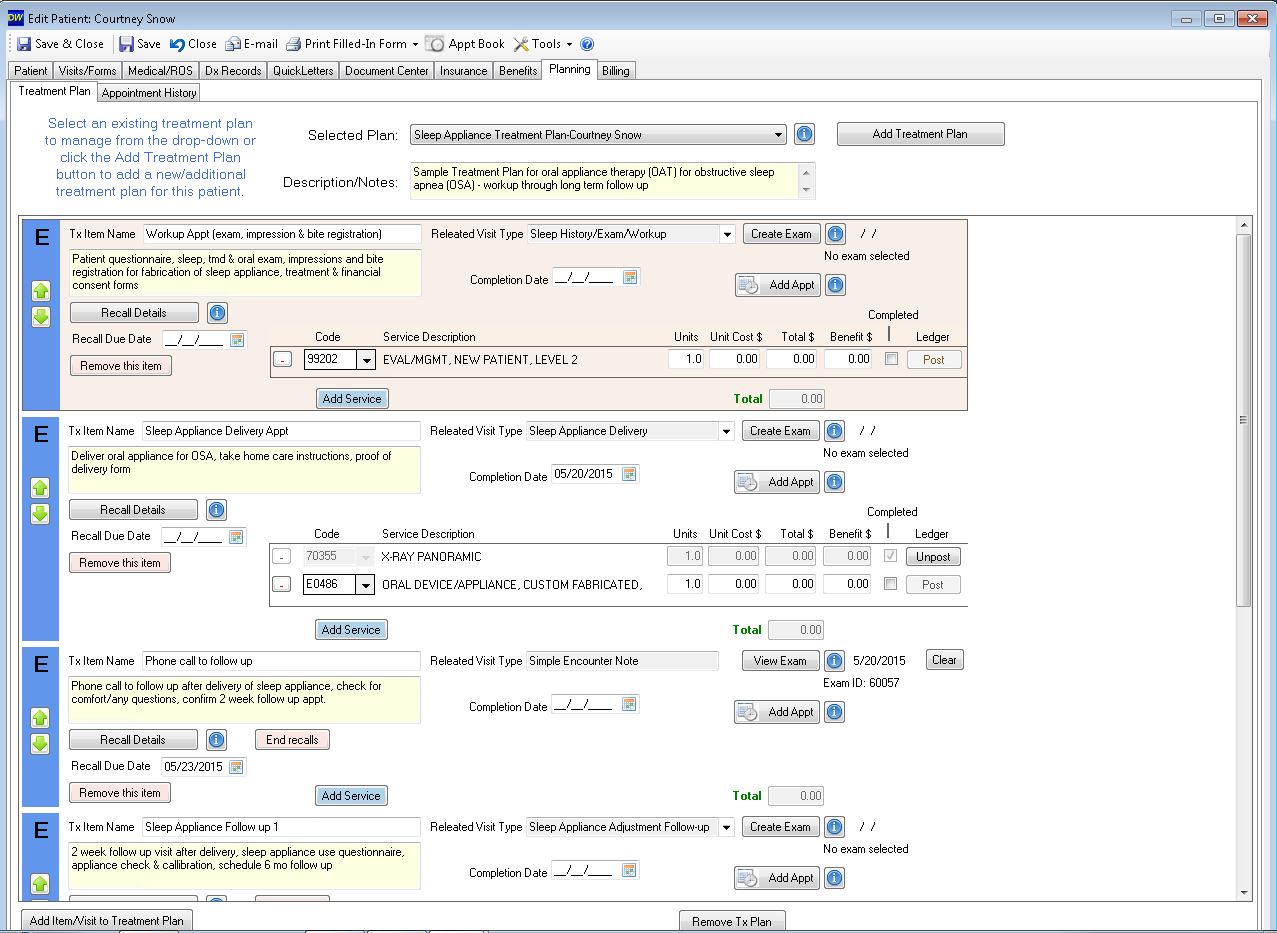 Treatment Plan Patient Chart