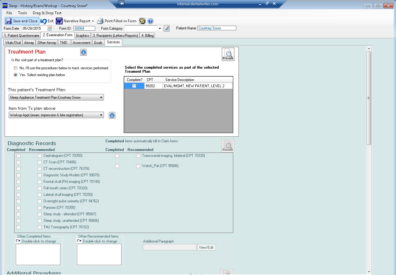 Treatment Plan Visit Form